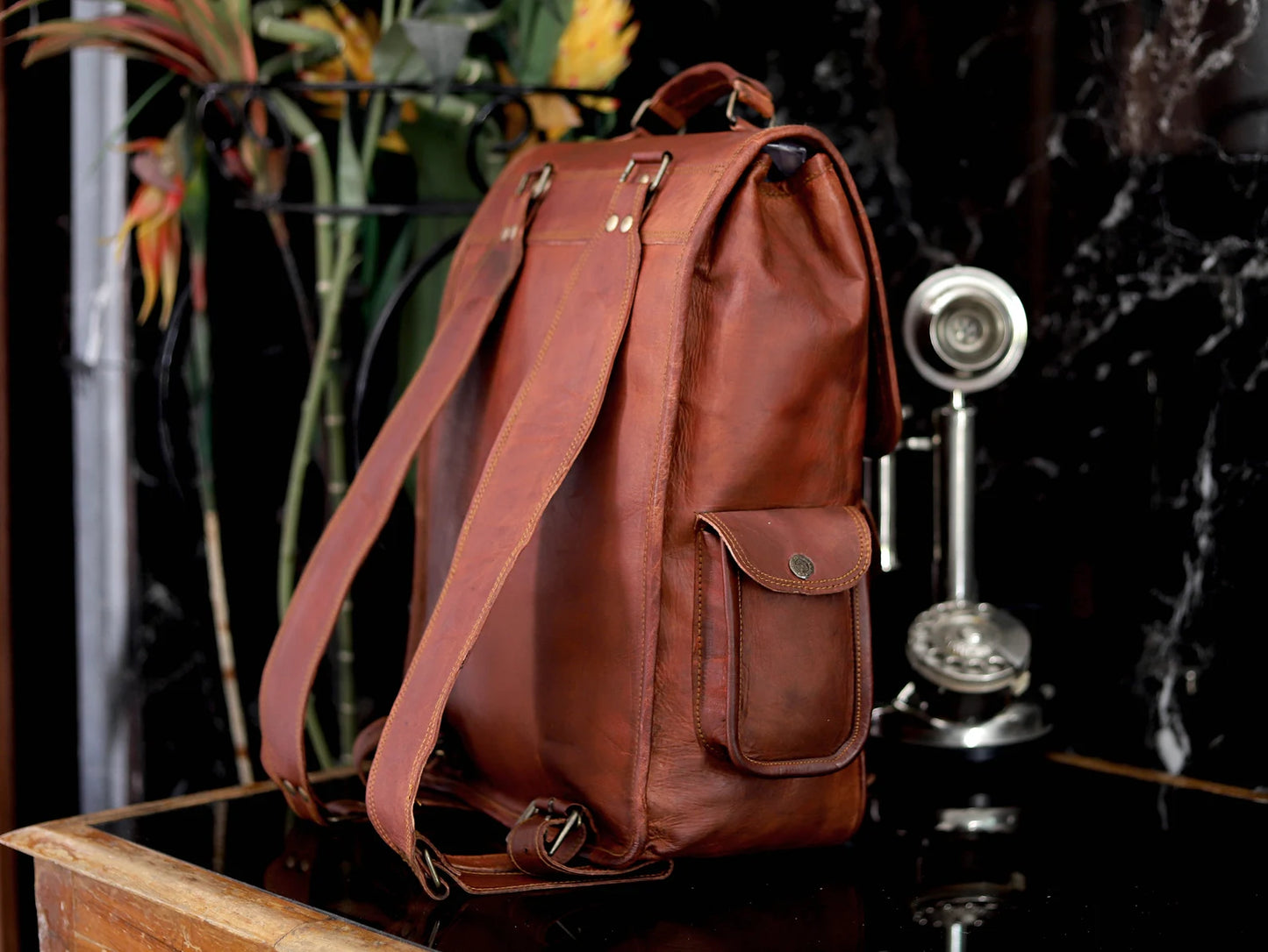 Leather Satchel Backpack/Rucksack (16")