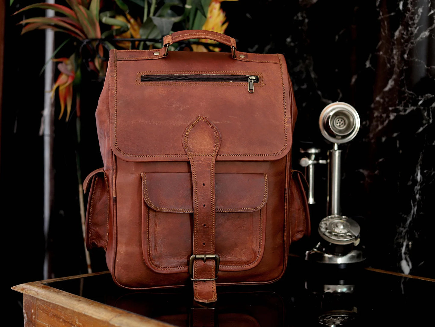 Leather Satchel Backpack/Rucksack (16")