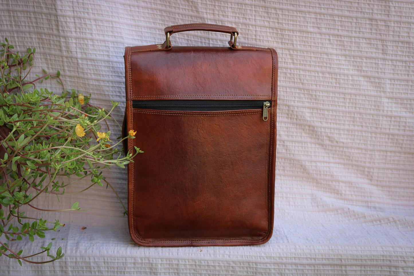 Men's Leather Messenger Laptop Bag Briefcase (13")